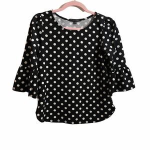 Green Envelope Black and White Polka Dot Top